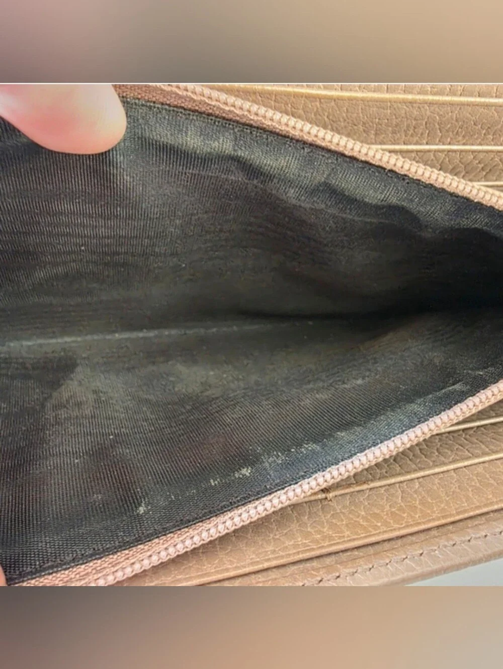 Gucci GG Marmont Taupe Continental Wallet Entrupy COA